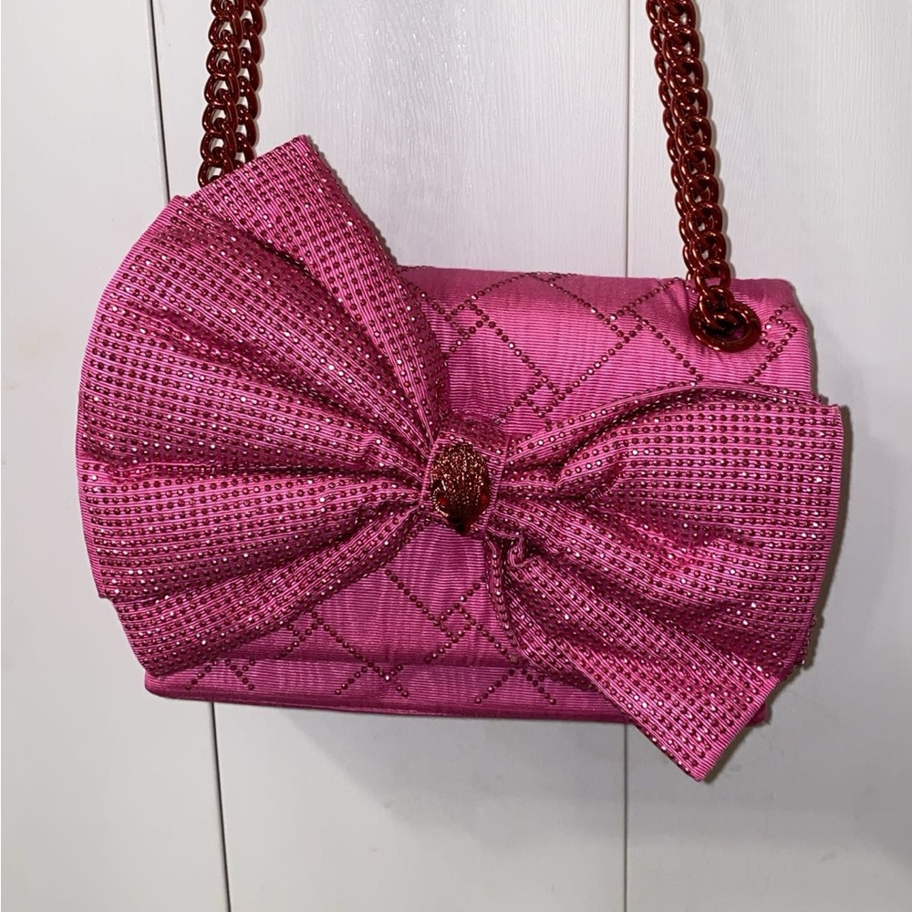 Kurt Geiger Pink Quilted Clutch with Bow
